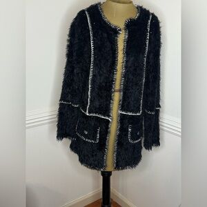 SALONI Black Teddy Jacket with White Stitching